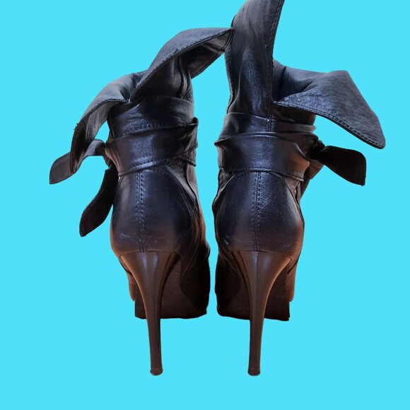 Y2K Aldo Black Leather Booties Ankle Boots Size 6 Pointed Toe Stiletto EUR 36 - Picture 9 of 16